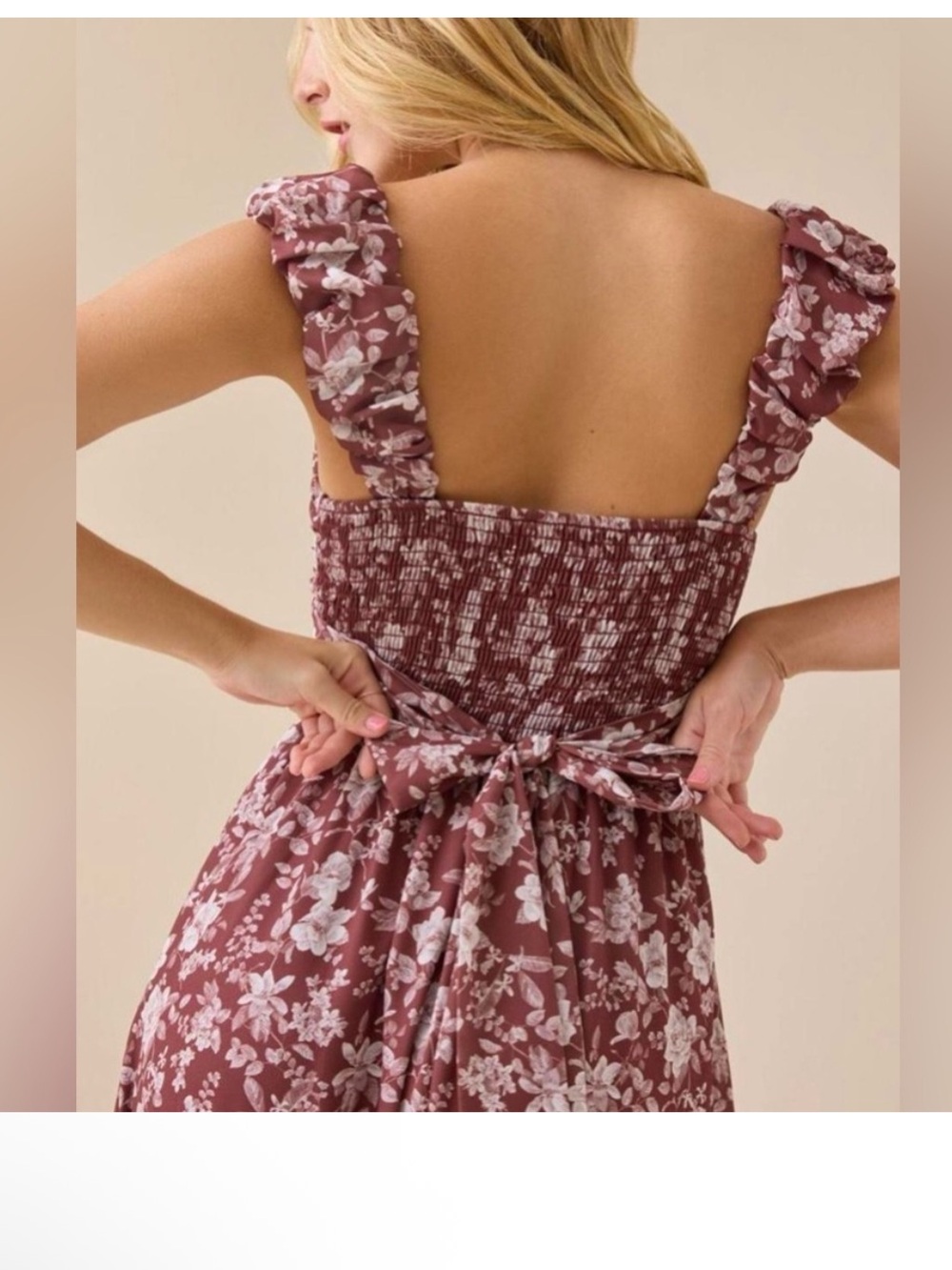 Altar'd State Mauve Floral Ruffle-Strap Maxi Dress Size XXS - Picture 2 of 12
